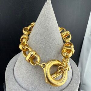Vintage Carolee Bracelet Gold Chunky Link Toggle Statement 6in‎